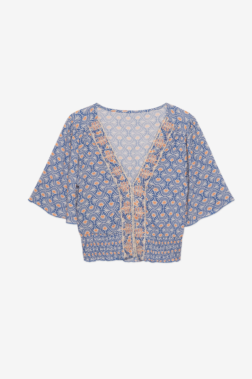 PRINTED CROP TOP - BLUE