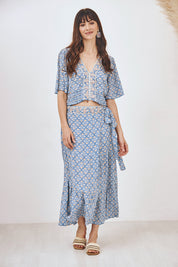 PRINTED CROP TOP - BLUE