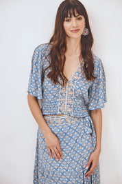 PRINTED CROP TOP - BLUE