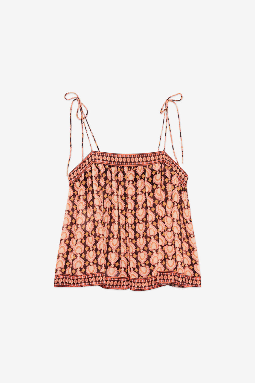TOP DE TIRANTES ESTAMPADO - NEGRO