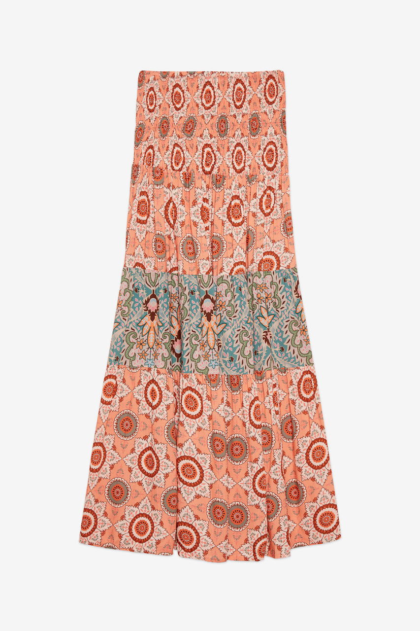 FALDA LARGA MIX DE ESTAMPADOS - PEACH