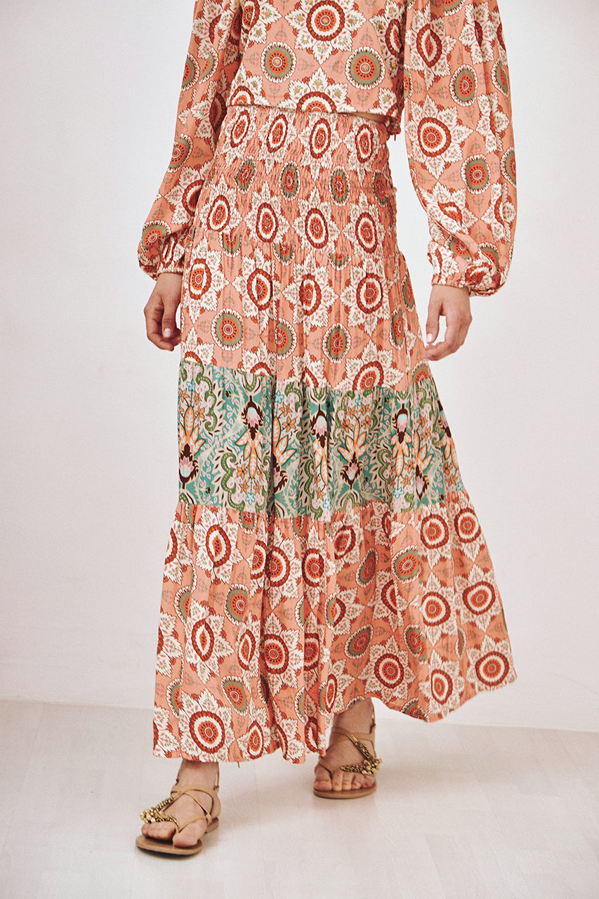 FALDA LARGA MIX DE ESTAMPADOS - PEACH