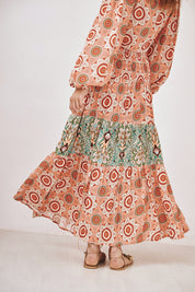 FALDA LARGA MIX DE ESTAMPADOS - PEACH