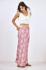 PRINTED MIDI SKIRT - VIOLET