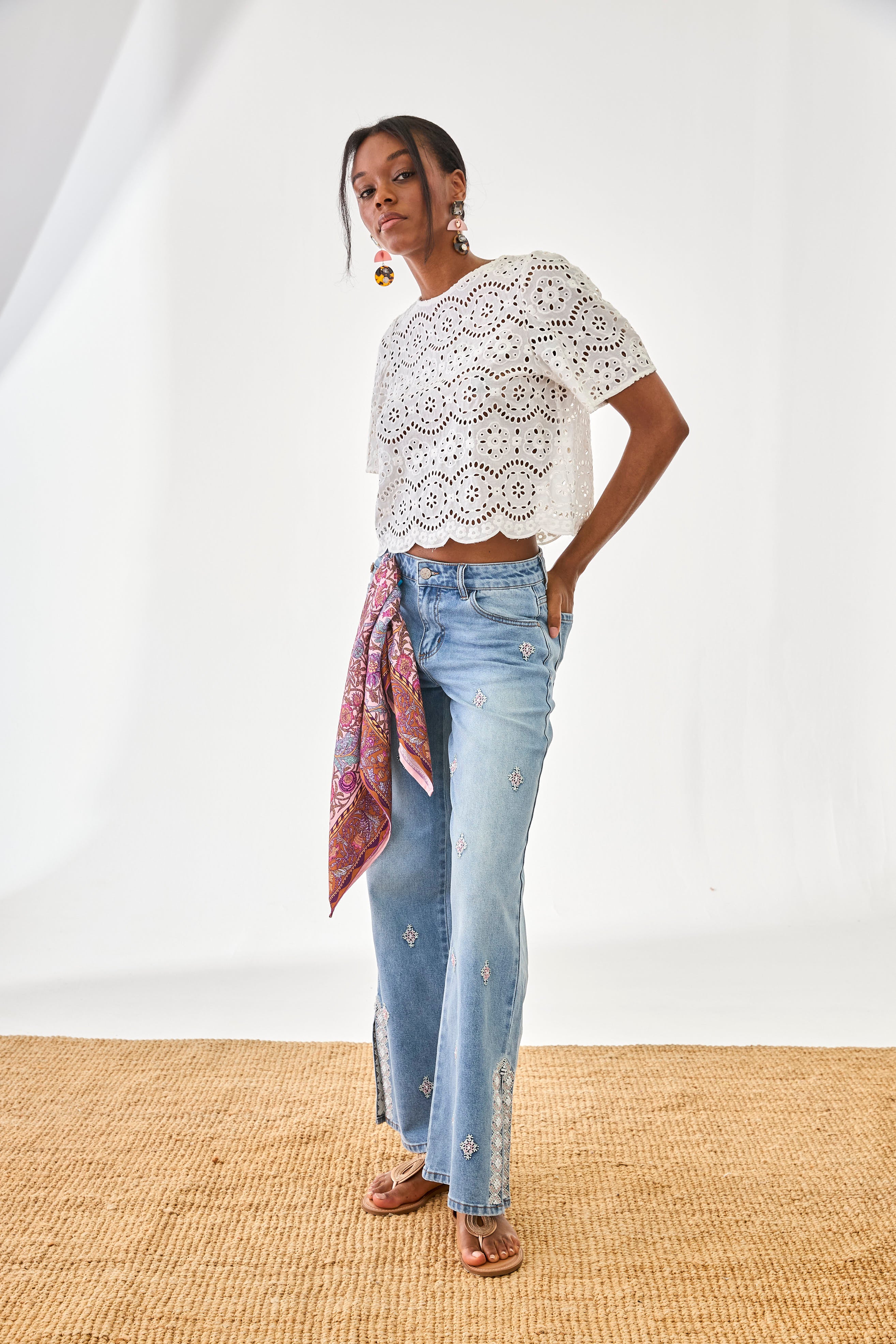 FLORAL PRINT SCARF - PINK