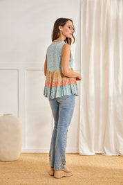 STRIPED PRINTED TOP - BLUE