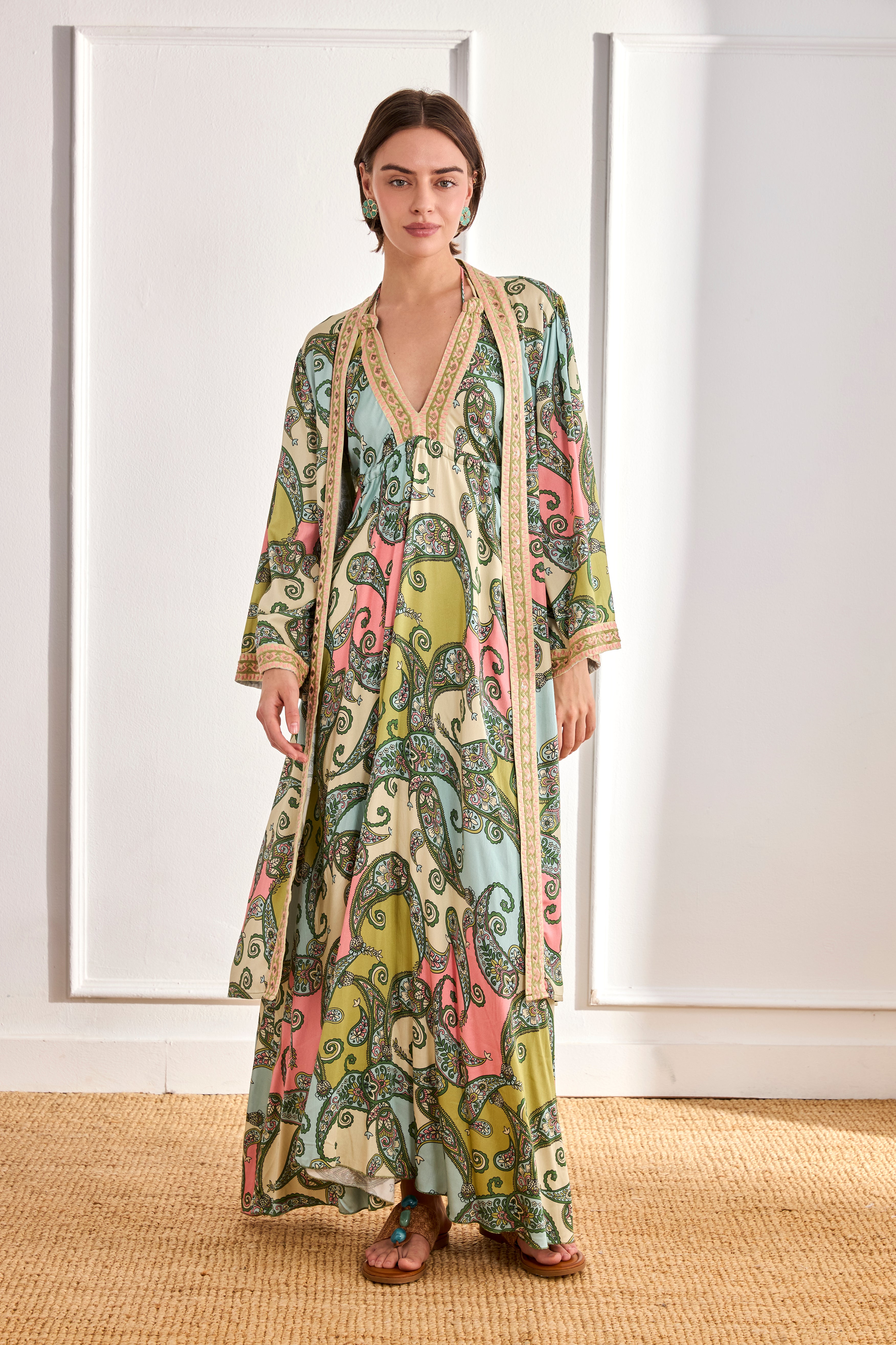 VESTIDO PAISLEY HALTER  - VERDE