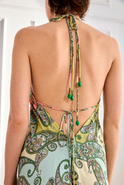 VESTIDO PAISLEY HALTER  - VERDE