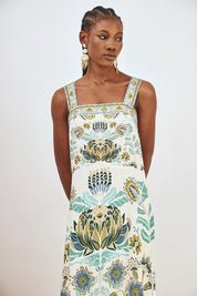 VESTIDO DE TIRANTES ESTAMPADO - VERDE