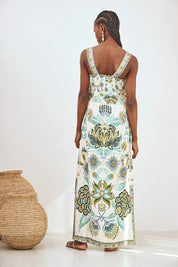 VESTIDO DE TIRANTES ESTAMPADO - VERDE