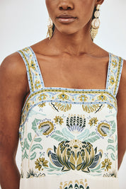 VESTIDO DE TIRANTES ESTAMPADO - VERDE