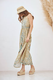 VESTIDO HALTER MANDALAS - CAQUI