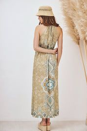 VESTIDO HALTER MANDALAS - CAQUI