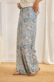 FLORAL PRINT TROUSERS - BLUE