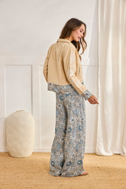 FLORAL PRINT TROUSERS - BLUE