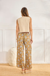 CHALECO BORDADOS FLORALES - CAMEL