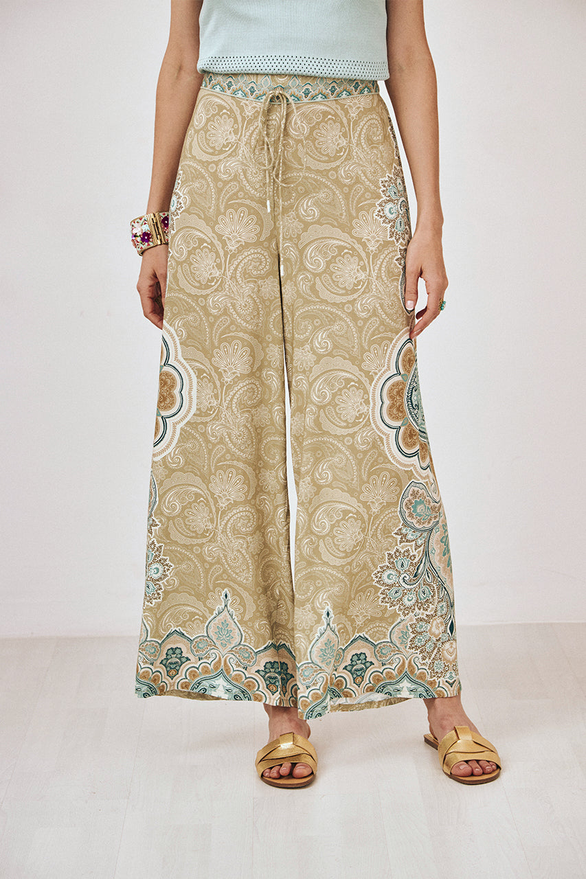 PANTALÓN ESTAMPADO MANDALAS - CAQUI