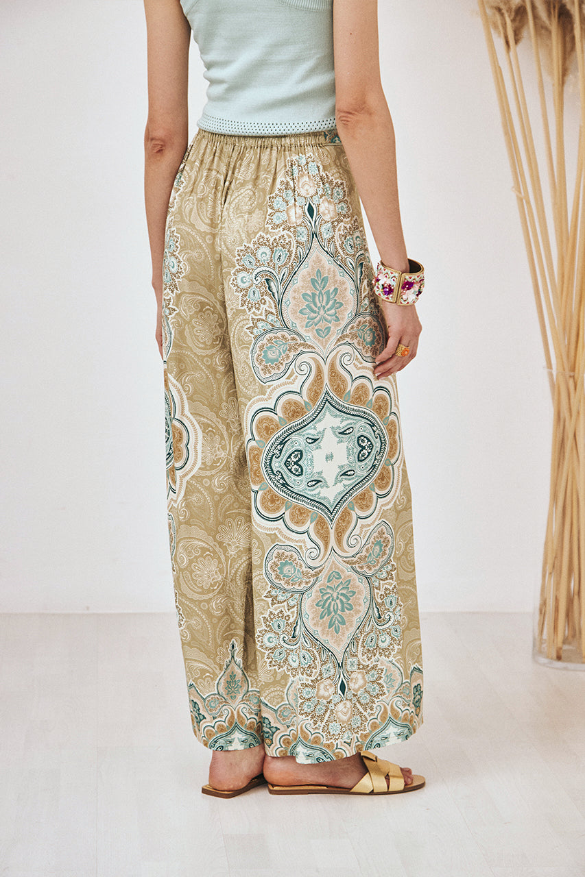 PANTALÓN ESTAMPADO MANDALAS - CAQUI