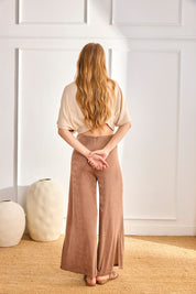 CROPPED BLOUSE WITH EMBROIDERED FLOWERS - Ecru