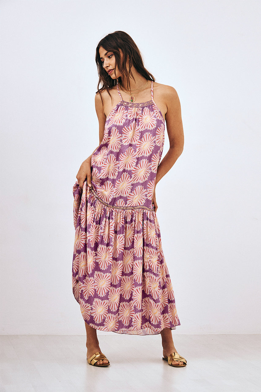 VESTIDO HALTER ESTAMPADO - VIOLETA