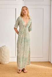 TWO-TONE CUT-OUT DRESS - BLUE