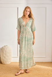 TWO-TONE CUT-OUT DRESS - BLUE