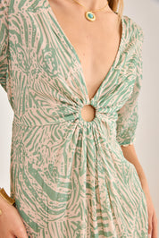 TWO-TONE CUT-OUT DRESS - BLUE