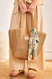 RAFFIA SHOPPER - CAMEL