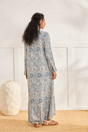FLORAL SHIRT DRESS - BLUE