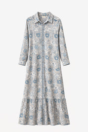 FLORAL SHIRT DRESS - BLUE