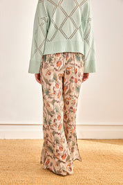 PANTALÓN FLORAL CAMPANA - CRUDO