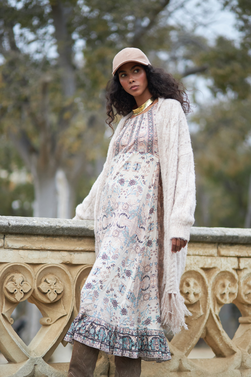 VESTIDO LARGO MODAL ESTAMPADO - IVORY