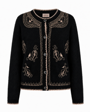 CÁRDIGAN DE LANA CON BORDADOS PAISLEY - NEGRO