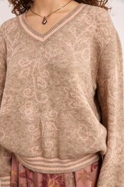 JERSEY JACQUARD FLORES - ROSA