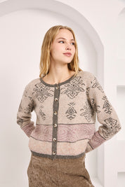 CÁRDIGAN DE LANA FRANJAS ESTAMPADO - CAMEL