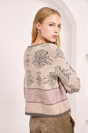 CÁRDIGAN DE LANA FRANJAS ESTAMPADO - CAMEL