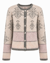 CÁRDIGAN DE LANA FRANJAS ESTAMPADO - CAMEL
