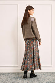 FLORAL SHOULDER JERSEY - CHOCOLATE