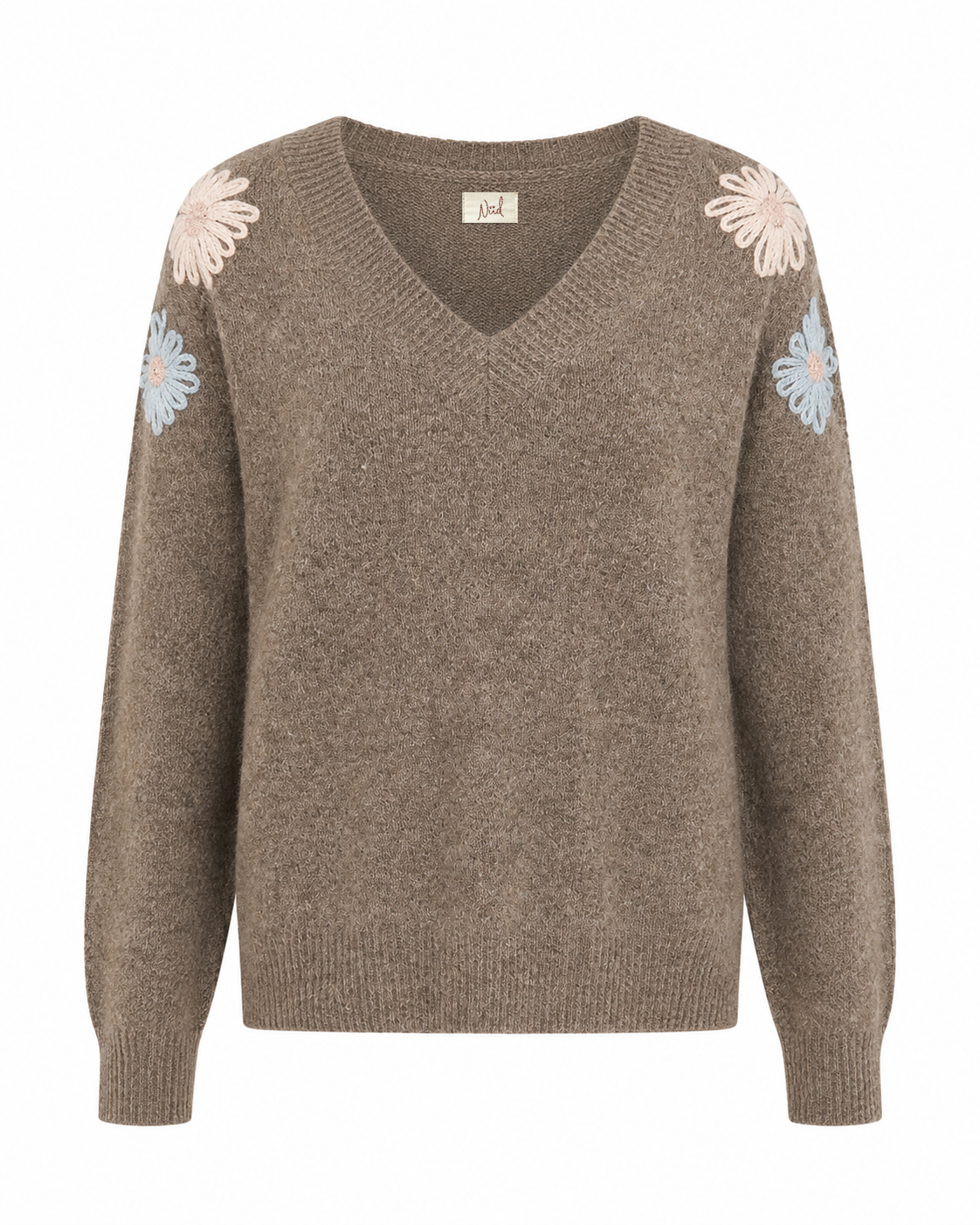 FLORAL SHOULDER JERSEY - CHOCOLATE