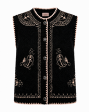 CHALECO PAISLEY BOTONES JOYA - NEGRO