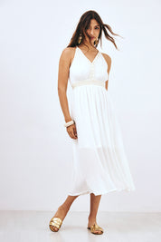 LONG BRAIDED STRAP DRESS - WHITE