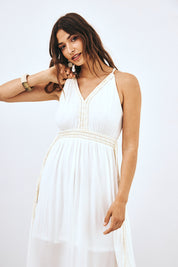 LONG BRAIDED STRAP DRESS - WHITE