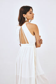 LONG BRAIDED STRAP DRESS - WHITE