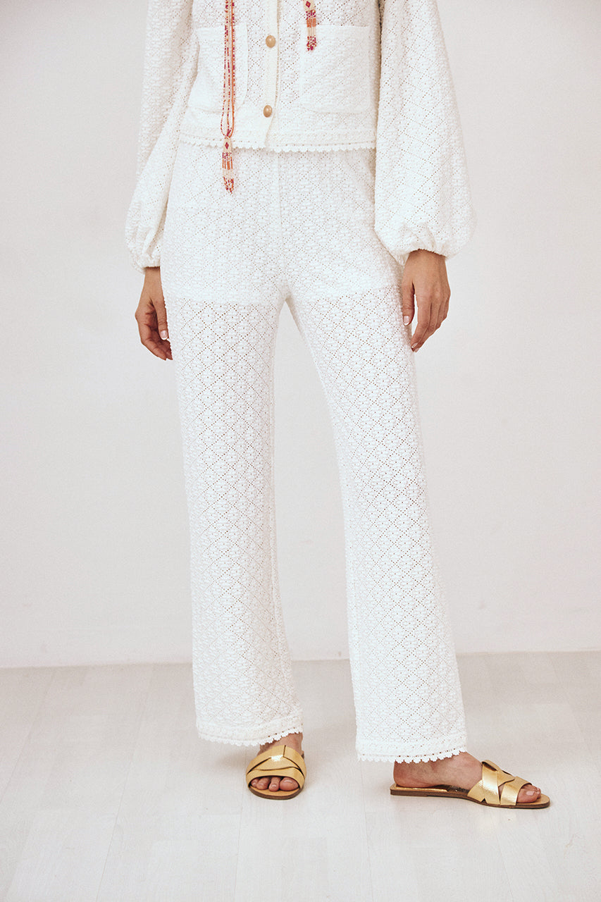 PANTALÓN PUNTO  BLONDAS - BLANCO