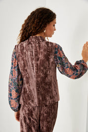 CHALECO SASTRE TERCIOPELO PALMERITAS - TAUPE