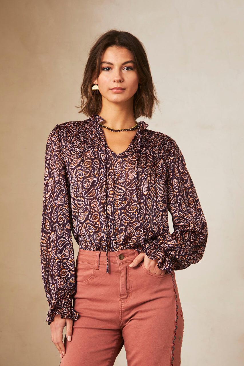 BLUSA MANGA LARGA ESTAMPADA CON LAZADA - GRAPE