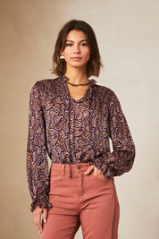 BLUSA MANGA LARGA ESTAMPADA CON LAZADA - GRAPE