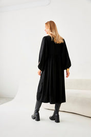 VESTIDO BORDADOS FLORALES - BLACK
