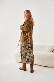 CHAQUETA CRUZADA TIRAS ATAR TERCIOPELO PALMERITAS - GOLDEN