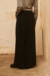 Wide-legged knit trousers with lurex - black